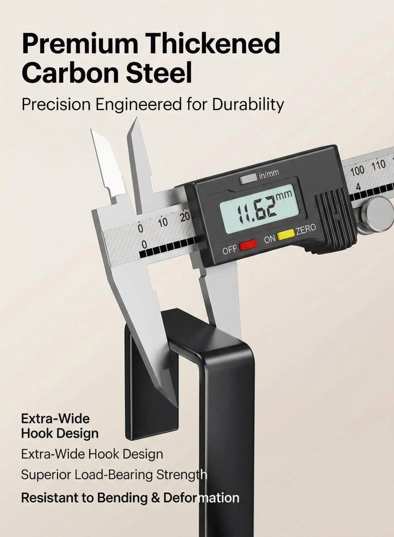 MS MIN Over Door Vertical Hook Hanger, Space-Saving 5-Hook Organizer for Coats, Bags & Towels, Black - Image 4